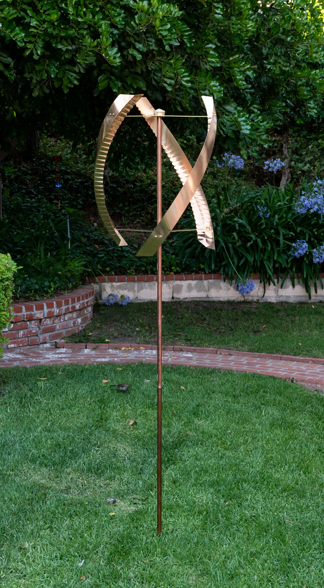 Stanwood Wind Sculpture Copper Triple Spinner Standing