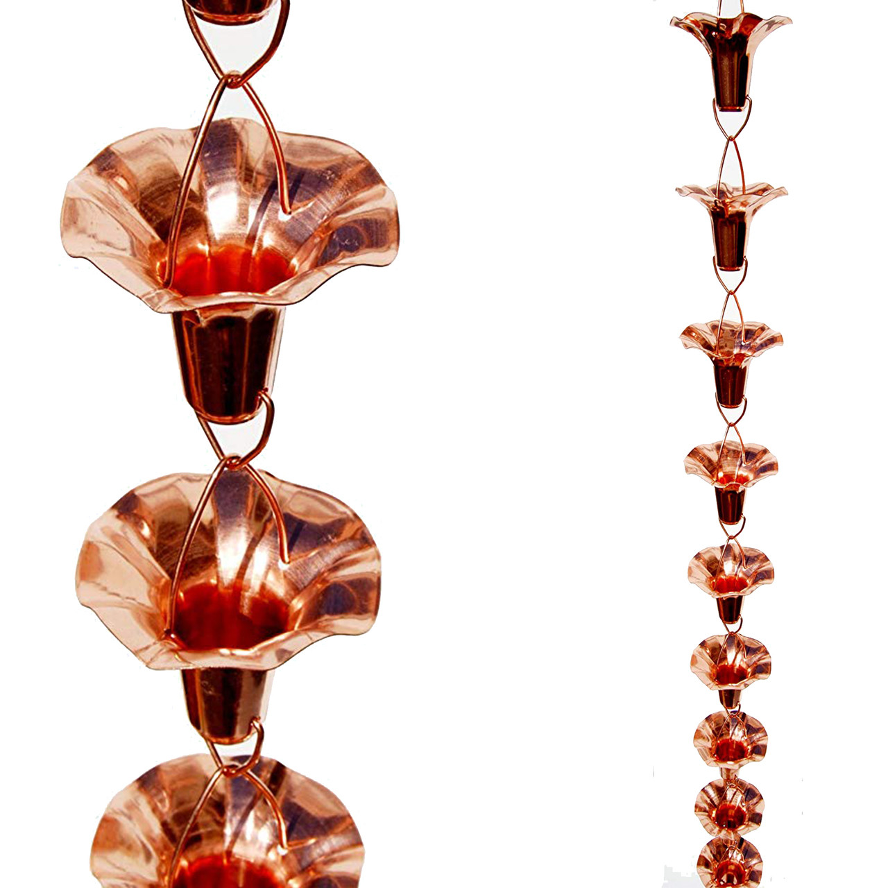 Stanwood Rain Chain Copper Rain Chain Morning Glory Flower 8ft