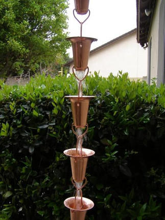 Stanwood Rain Chain: 2-ft Extension Copper Rain Chain Funnel Shape