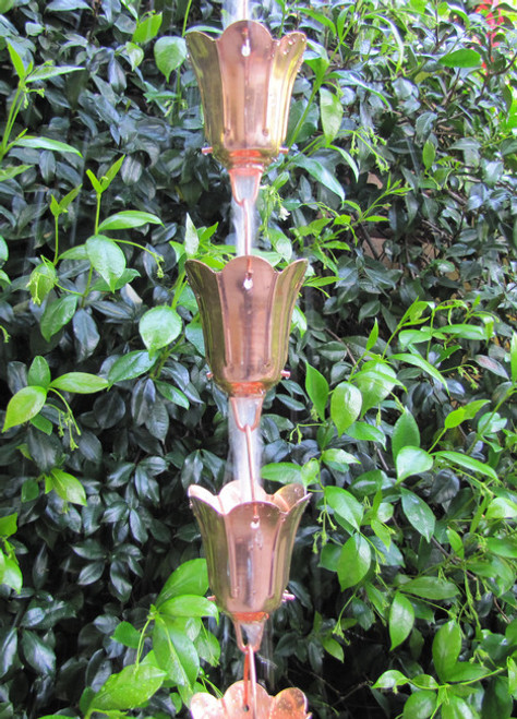 Stanwood Rain Chain: 2-ft Extension Copper Rain Chain Tulip Stanwood Rain Chain: 2-ft Extension Copper Rain Chain Tulip