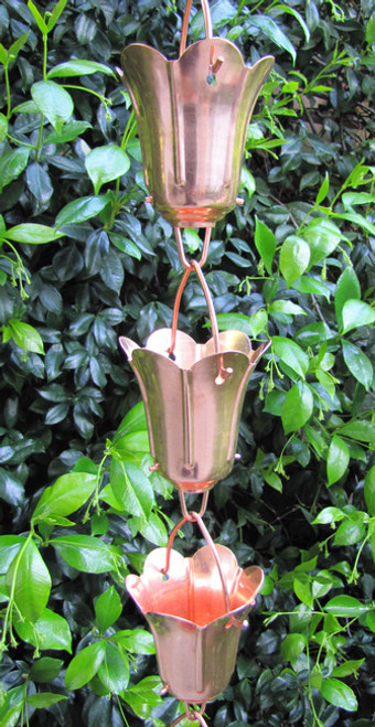 Open Box Stanwood Rain Chain - Copper Rain Chain Tulip Flower Blossom 8-ft Open Box Stanwood Rain Chain - Copper Rain Chain Tulip Flower Blossom 8-ft