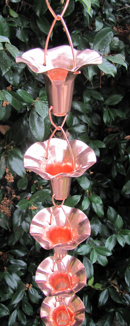 【 sykia 】Rainy Day Branches Pierce Stanwood Rain Chain - Copper Rain Chain Morning Glory Flower - 8
