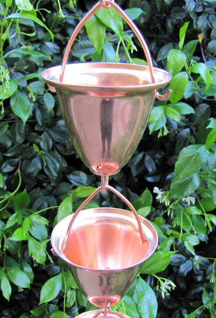 Stanwood Rain Chain: 2-ft Extension Copper Rain Chain Large Cups Stanwood  Imports