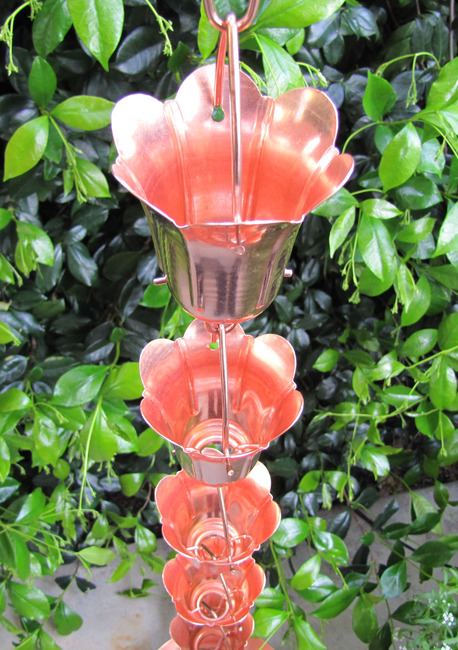 Stanwood Rain Chain - Copper Rain Chain Tulip Flower Blossom 8-ft