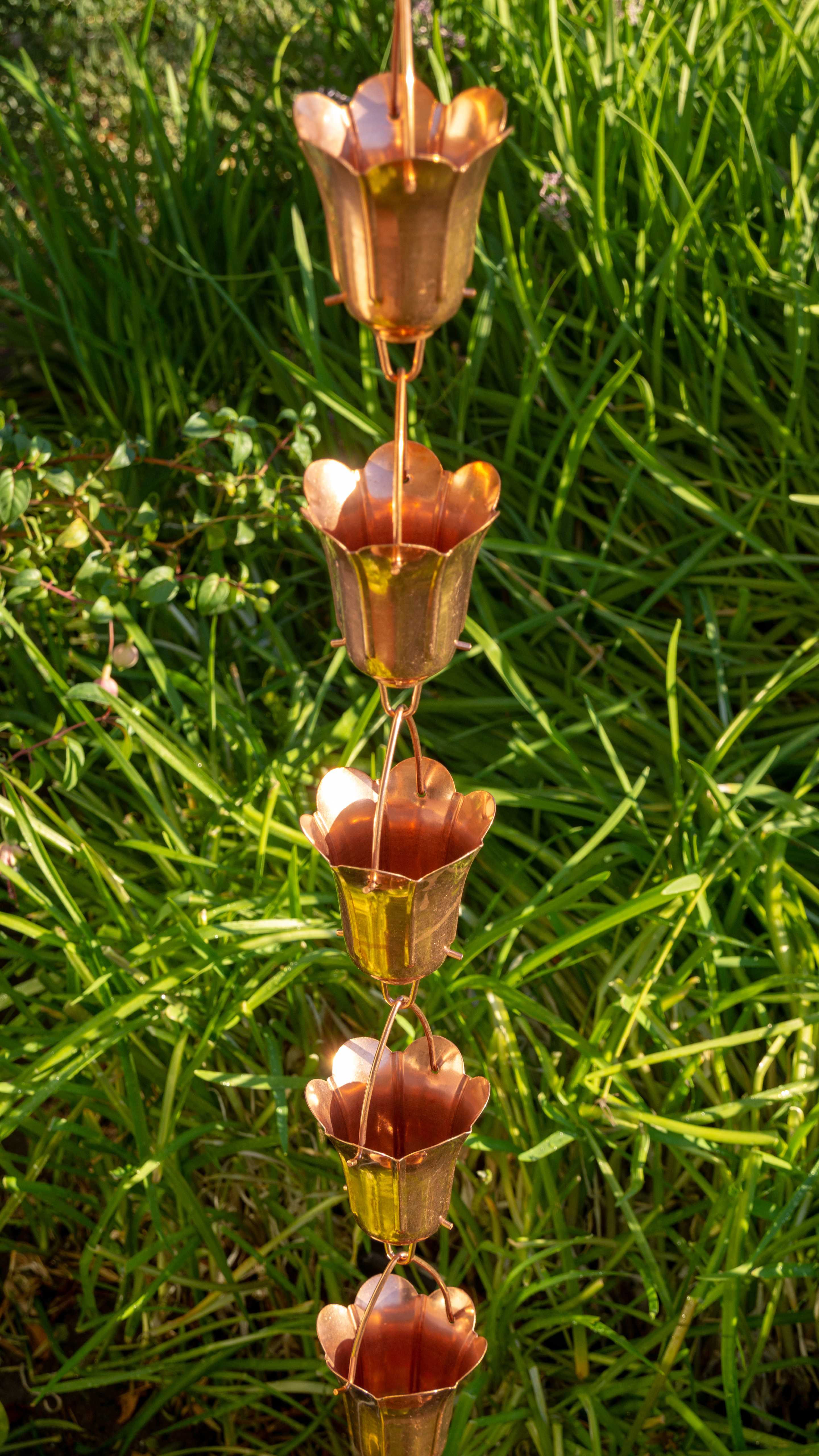 Stanwood Rain Chain - Copper Rain Chain Tulip Flower Blossom 8-ft