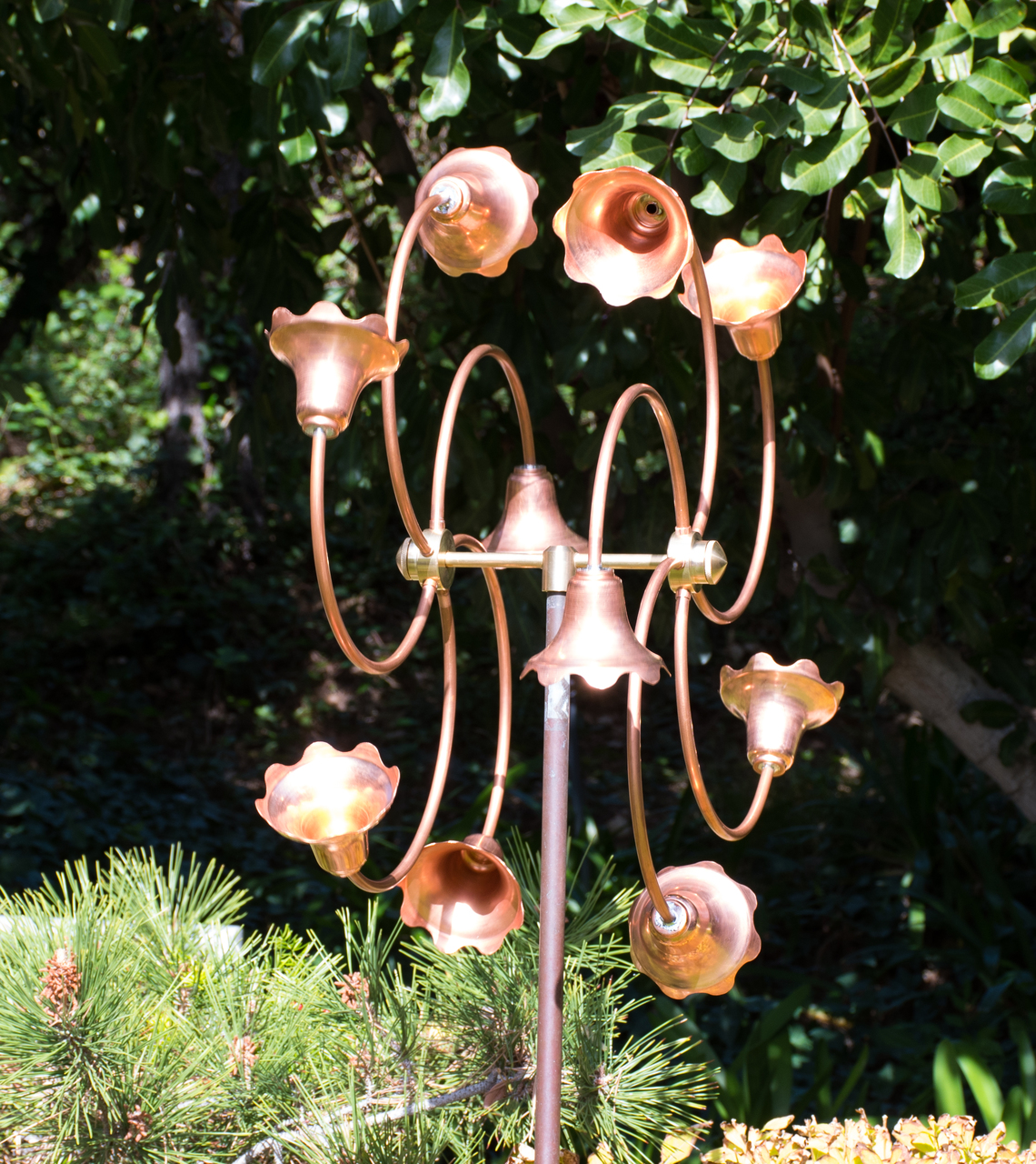 Buy Stainless Steel Pink Magic Kinetic Sculpture Floral Shape Wind