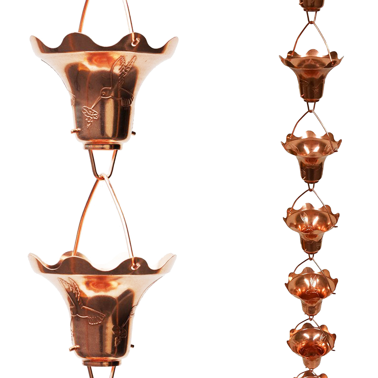 Stanwood Rain Chain - Copper Rain Chain Hummingbird and