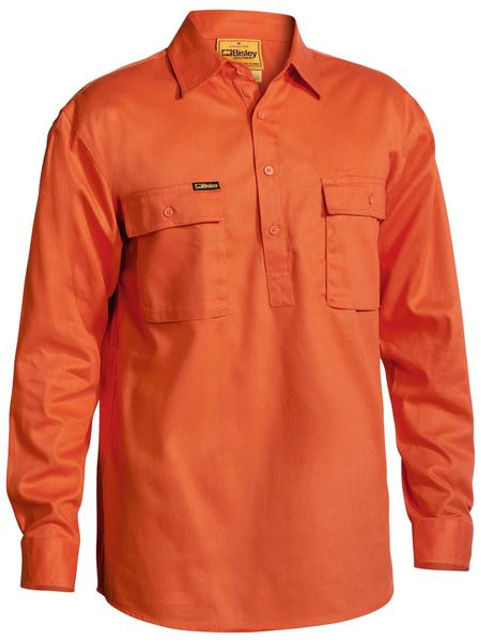 Bisley Closed Front Cotton Drill Shirt Long Sleeve