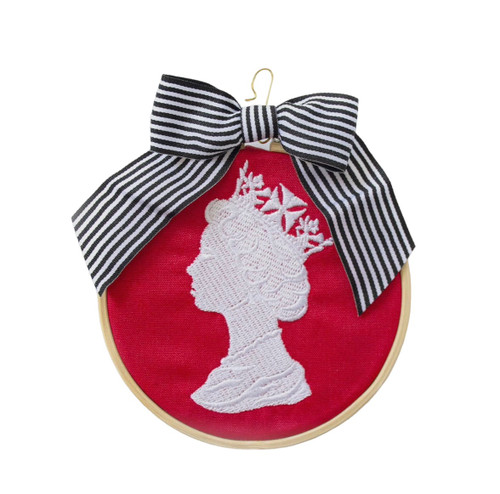Embroidered Christmas Tree Ornament - Queen Elizabeth