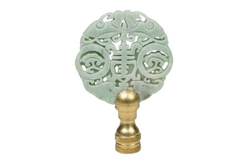 Green Jade Pierced Medallion Lamp Finial