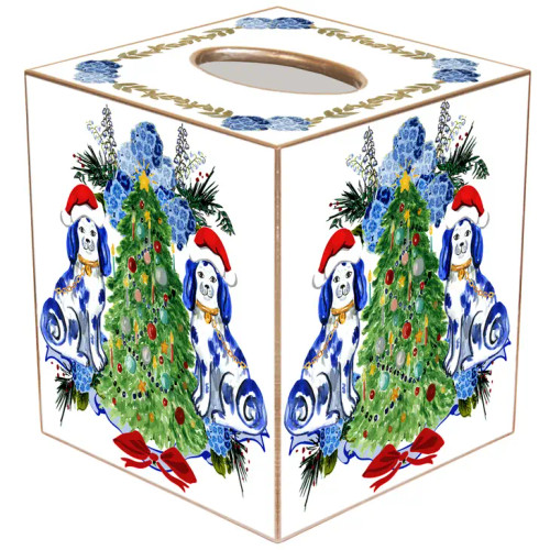 Staffordshire Dogs Christmas Tissue Box Cover