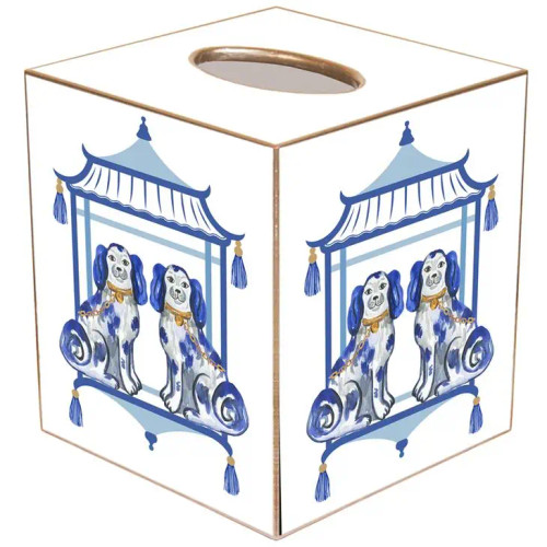 Staffordshire Dogs Chinoiserie Tissue Box Cover