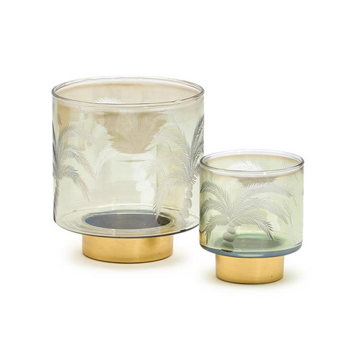 Deco Palm Tree Candleholders - Set of 2
