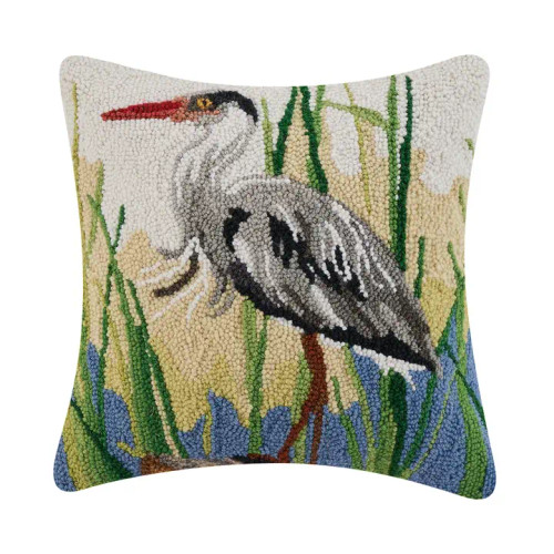 Great Blue Heron Throw Pillow Left Facing