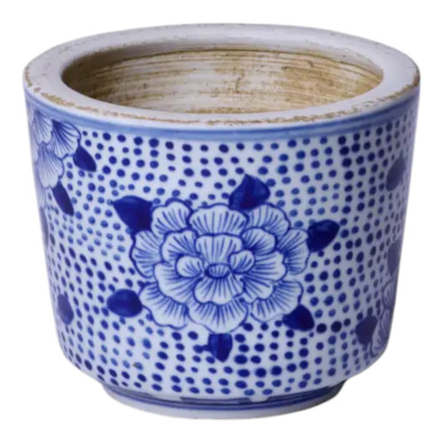 Petite Blue and White Porcelain Peony Cachepot