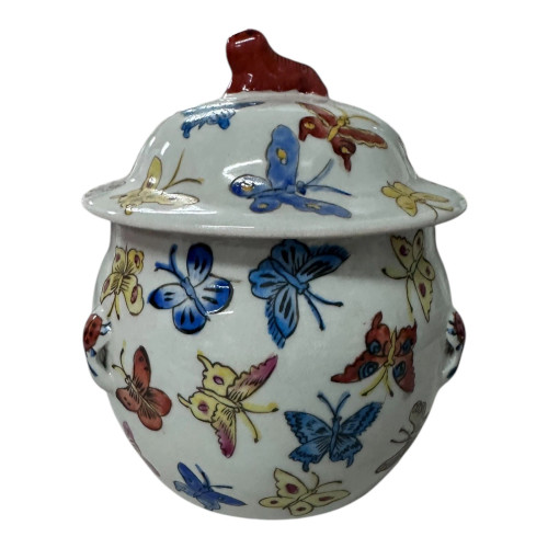 Chinoiserie Mini Ginger Jar With Butterflies and Ladybugs