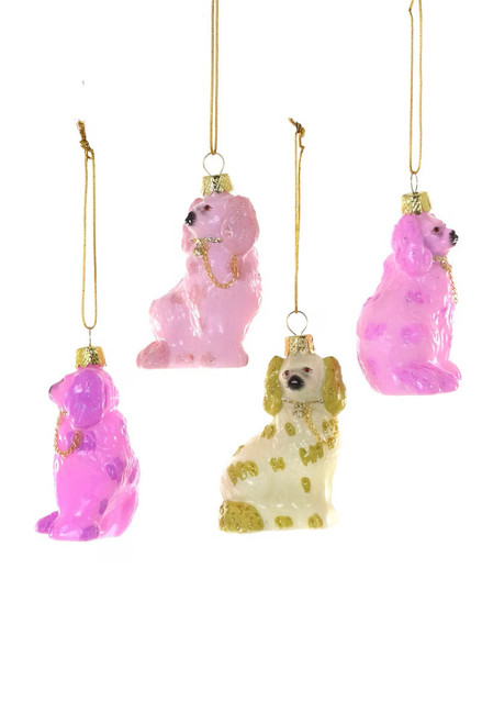 Set of 4 Neon Staffordshire Style Dog Ornaments