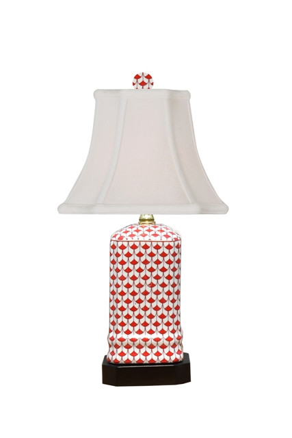 Crimson Fish Scale Porcelain Lamp