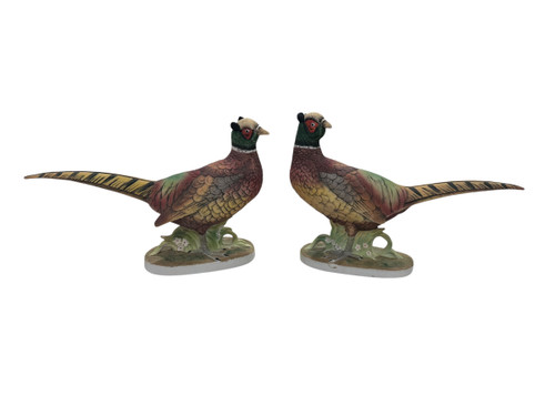 Vintage Pair of Lefton Hand-Painted Pheasant Figurines