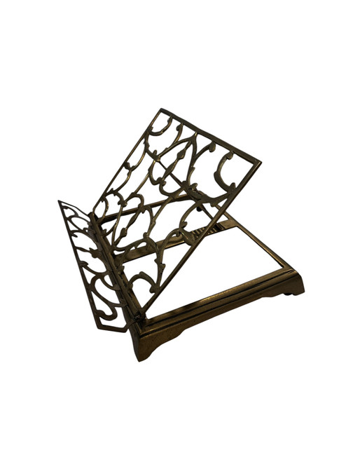 Vintage Brass Art Nouveau Book Stand | Adjustable Folding Easel | Ornate Recipe & Display Stand