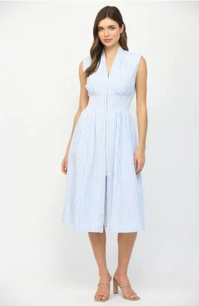 The Amelia Seersucker Midi Dress by Fate