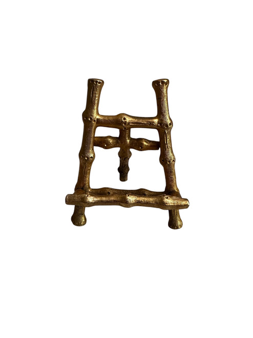 Vintage Hollywood Regency Faux Bamboo Gold Easel | Mini Brass Display Stand