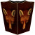 Fox decoupage wooden wastebasket with hand-painted edges and scalloped top