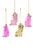 Set of 4 Neon Staffordshire Style Dog Ornaments