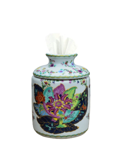ornamental tobacco holder Porcelain Round Tobacco Leaf Tissue Holder