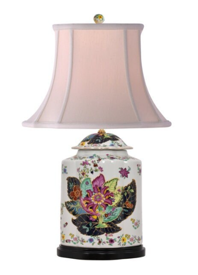 mottahedeh tobacco leaf lamp Large Porcelain Chinoiserie Tobacco Leaf Lamp