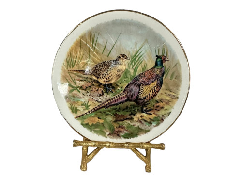 Antique English Pottery Petite Pheasant Pair Game Birds Decorative