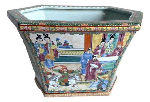 Chinese Famille Rose Hexagonal Porcelain Planter - The Silver Oyster