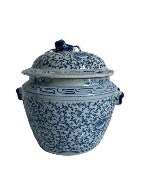 Blue & White Porcelain Chinese Rice Pot - The Silver Oyster