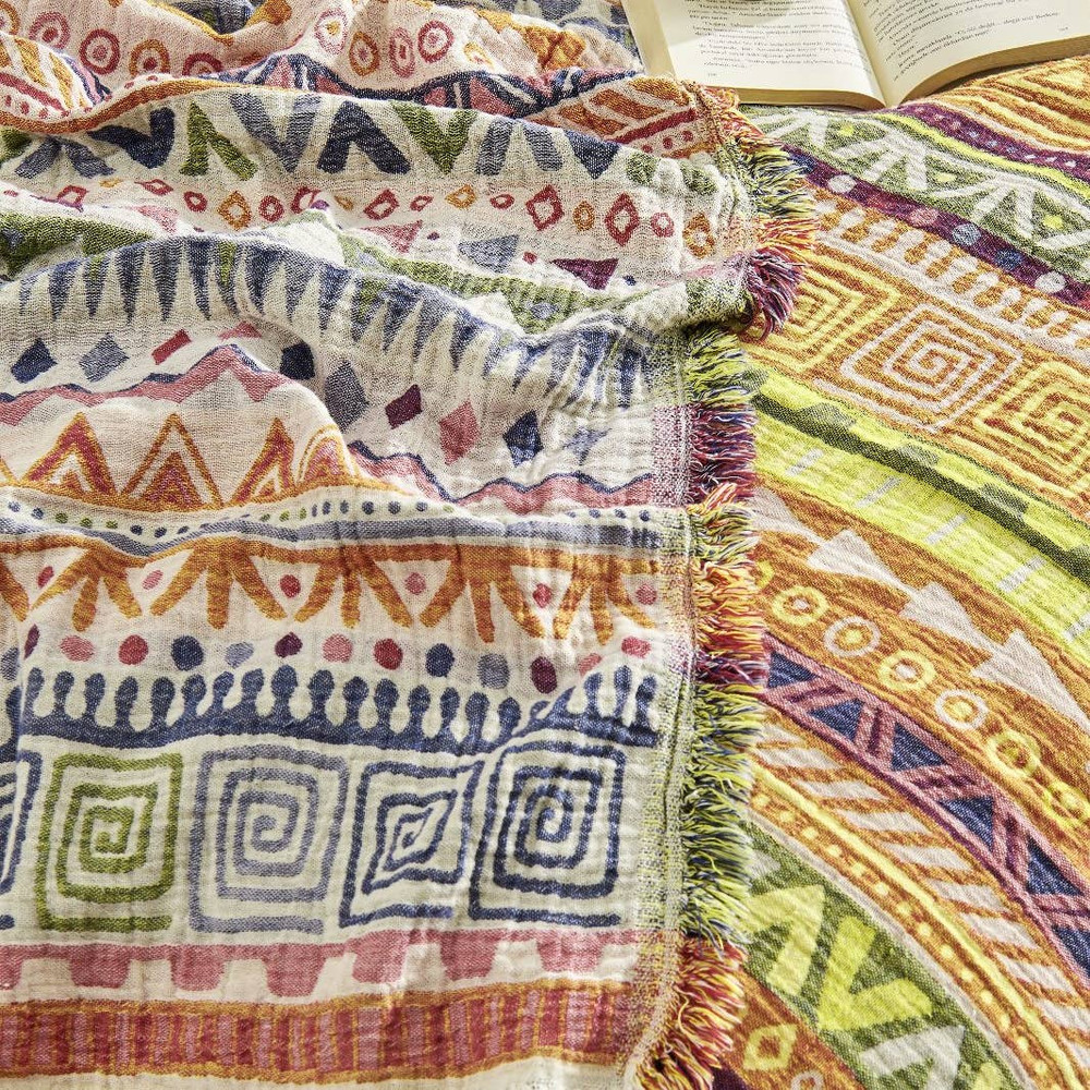 Boho Bedspread Turkish Cotton Summer Blanket Throw Gypsy Colorful