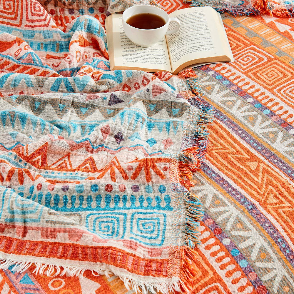 Boho Bedspread Turkish Cotton Summer Blanket Throw Gypsy Colorful