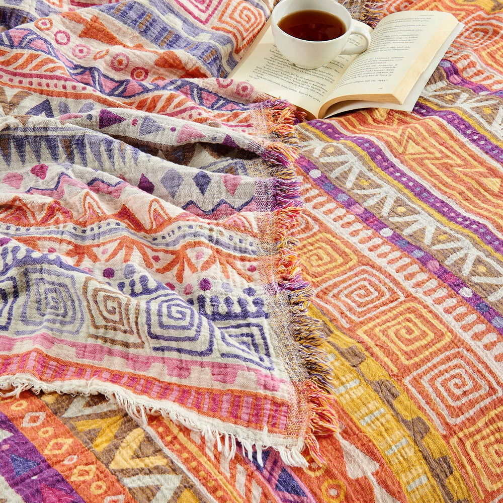 Boho Bedspread Turkish Cotton Summer Blanket Throw Gypsy Colorful