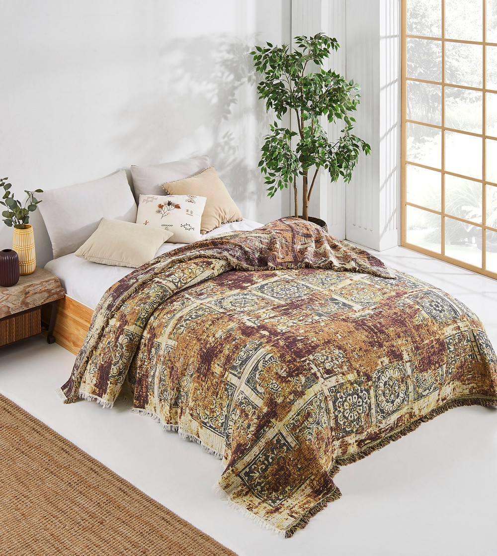 Antique Bedspread Turkish Cotton Summer Blanket Throw Gypsy Colorful