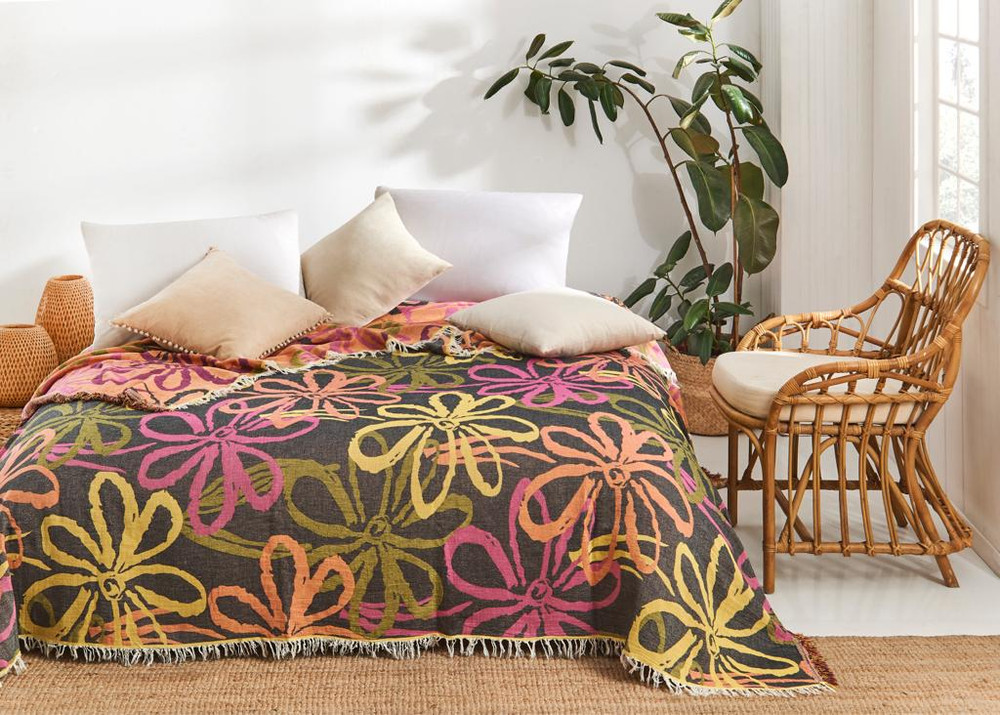 Daisy Bedspread Turkish Cotton Summer Blanket Throw Gypsy Colorful