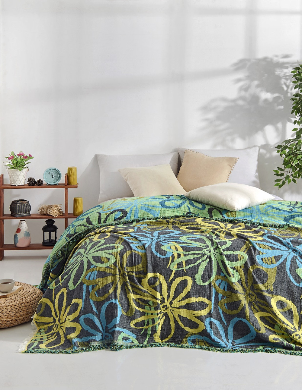 Daisy Bedspread Turkish Cotton Summer Blanket Throw Gypsy Colorful