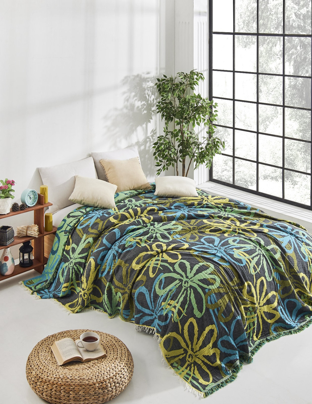 Daisy Bedspread Turkish Cotton Summer Blanket Throw Gypsy Colorful