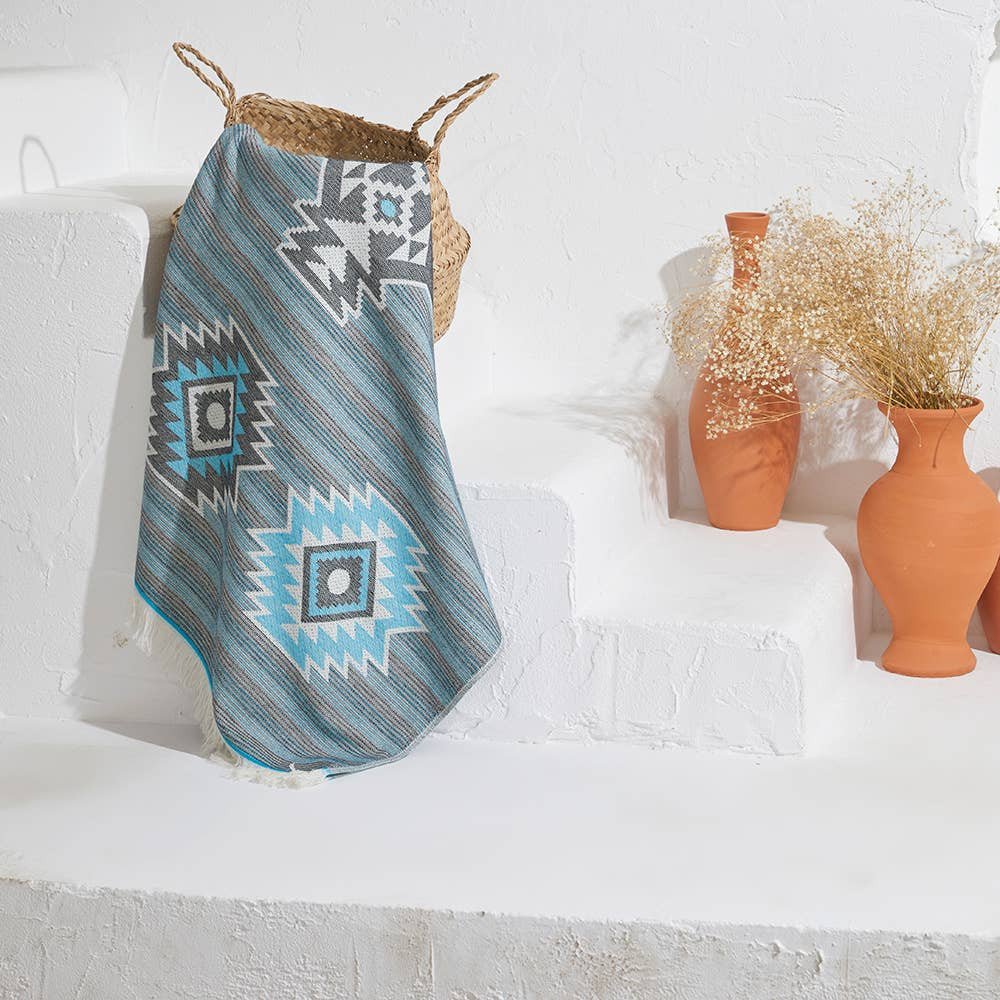 Multicolor Tribal Turkish Towels 35x70in Terry Backing Peshtemal Spa Sauna