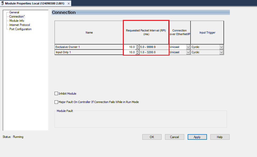 Excerpt from the Studio 5000: EtherNet/IP default setting