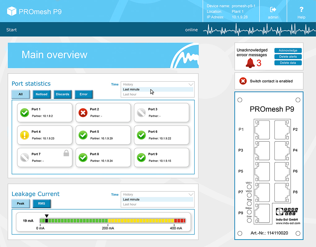 PROFINET Switch Web Interface