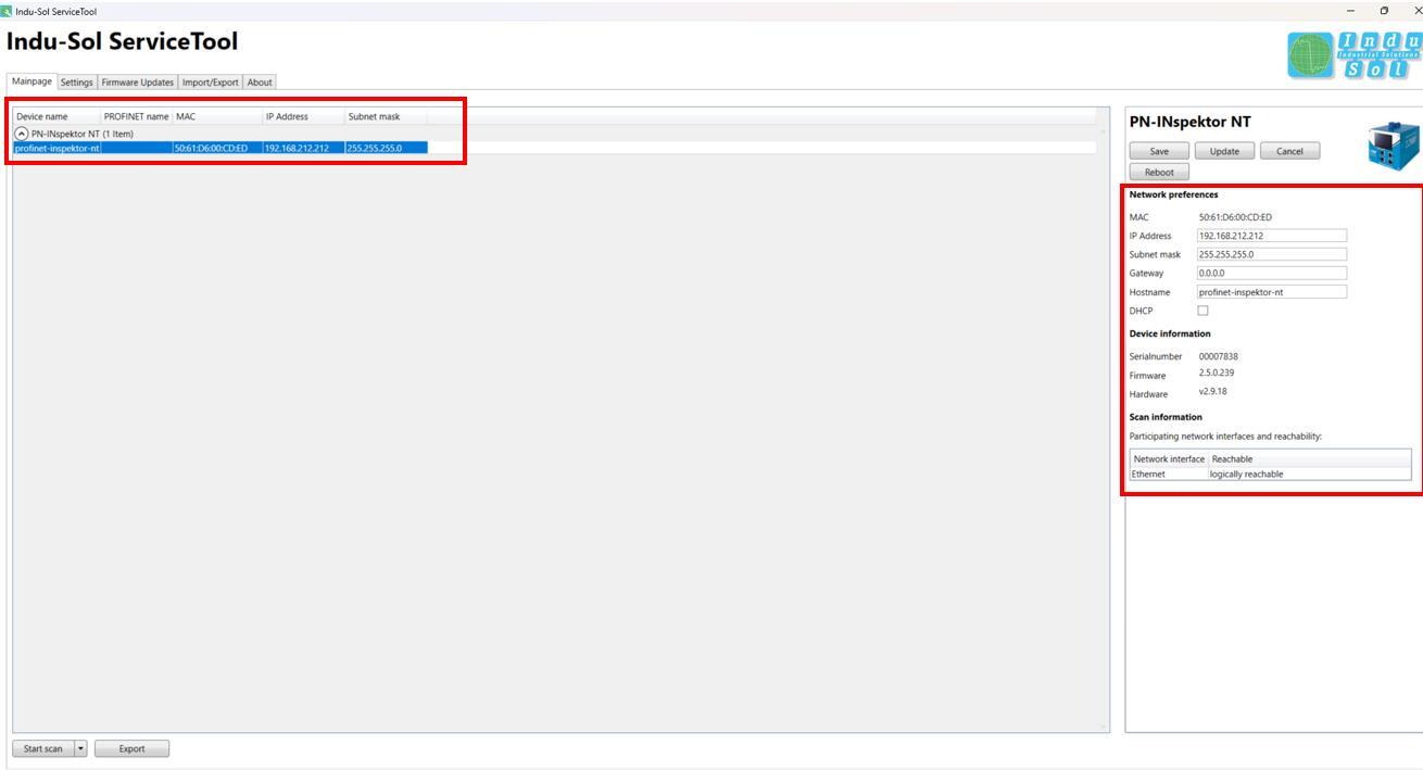 Indu-Sol ServiceTool: Assign IP