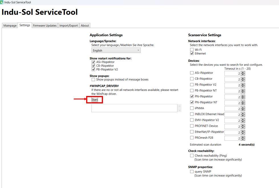 Indu-Sol ServiceTool Click on Start