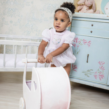Girls' Hearts Cotton Romper with Headband