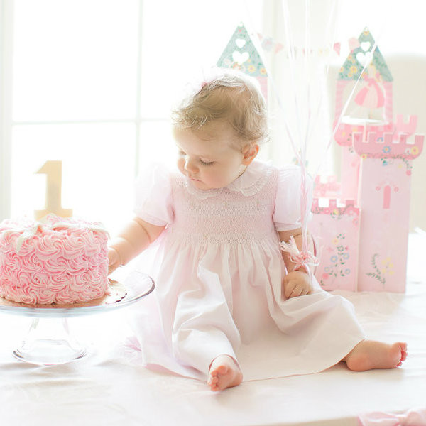 Baby Girl Heirloom Smocked Dress with Embroidered Flowers