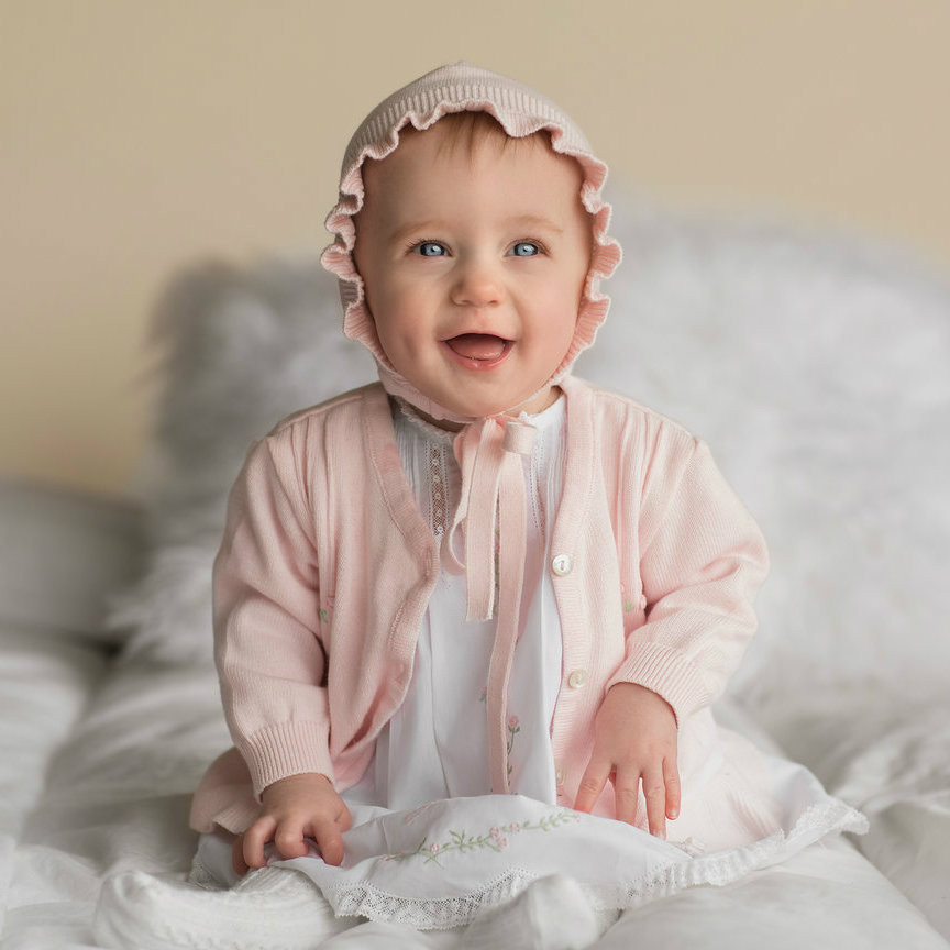 Feltman Brothers Baby Girls Smocked Rose Garden Bubble - Flutter Sleeves - Blue main image 0