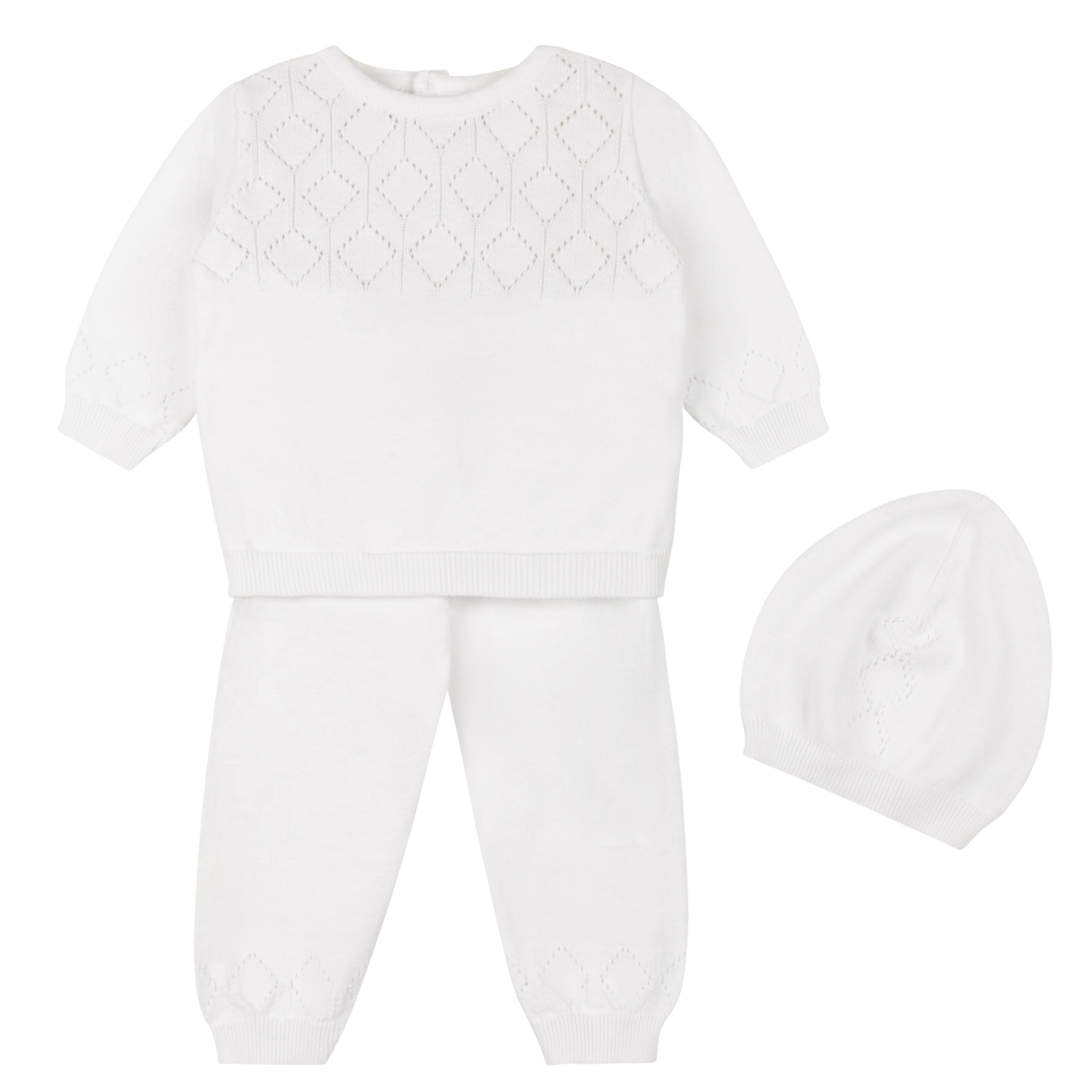 Lux Pointelle Knit Set with Hat I Boys Bris Outfit Knitted | Baby