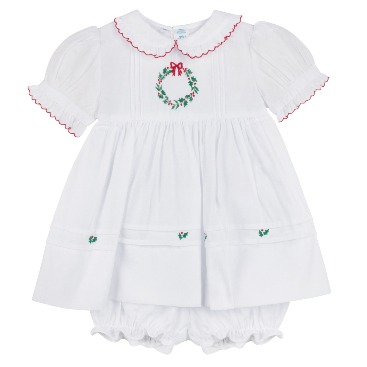ruffle christmas dress Floral Wreath Holiday in White, Size: Newborn by Feltman Brothers formal red christmas dress